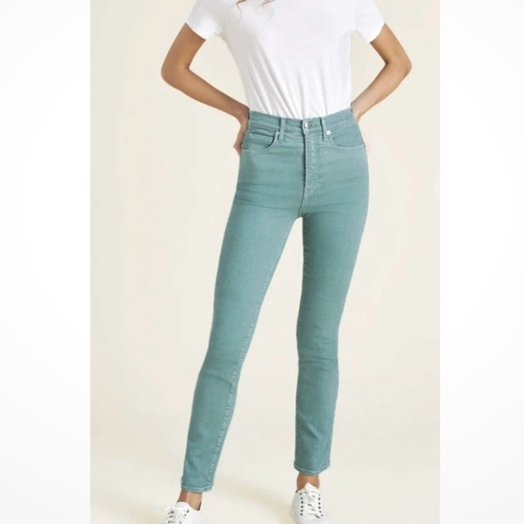 Veronica Beard Denim - Veronica Beard High Ryleigh High Rise Slim Straight Jeans in Teal Size 26